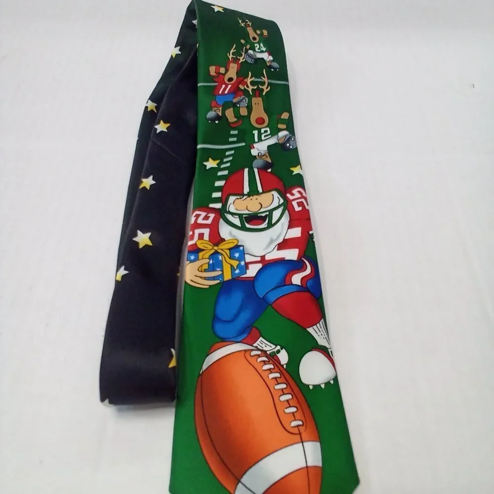 Tie Tales Christmas Tie Santa Playing Football Reindeer Holiday